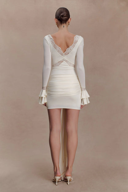 Electra Slinky Lace Mini Dress Ivory
