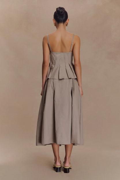 Mae A Line Midi Skirt Pebble Brown