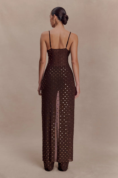 Jackie Longline Diamante Top Chocolate