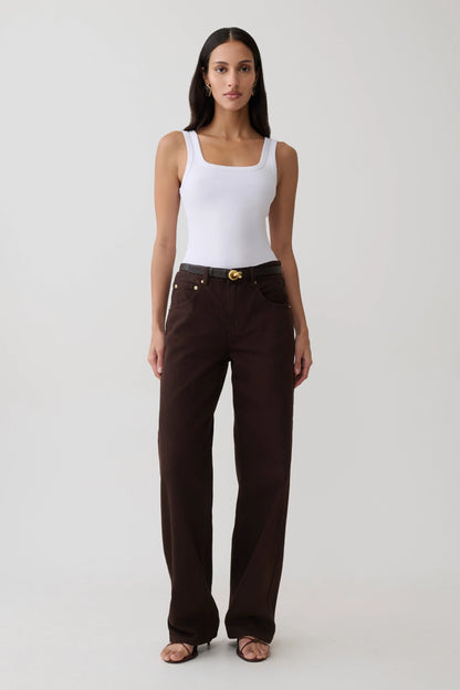 Mannon Mid Rise Denim Jeans Chocolate