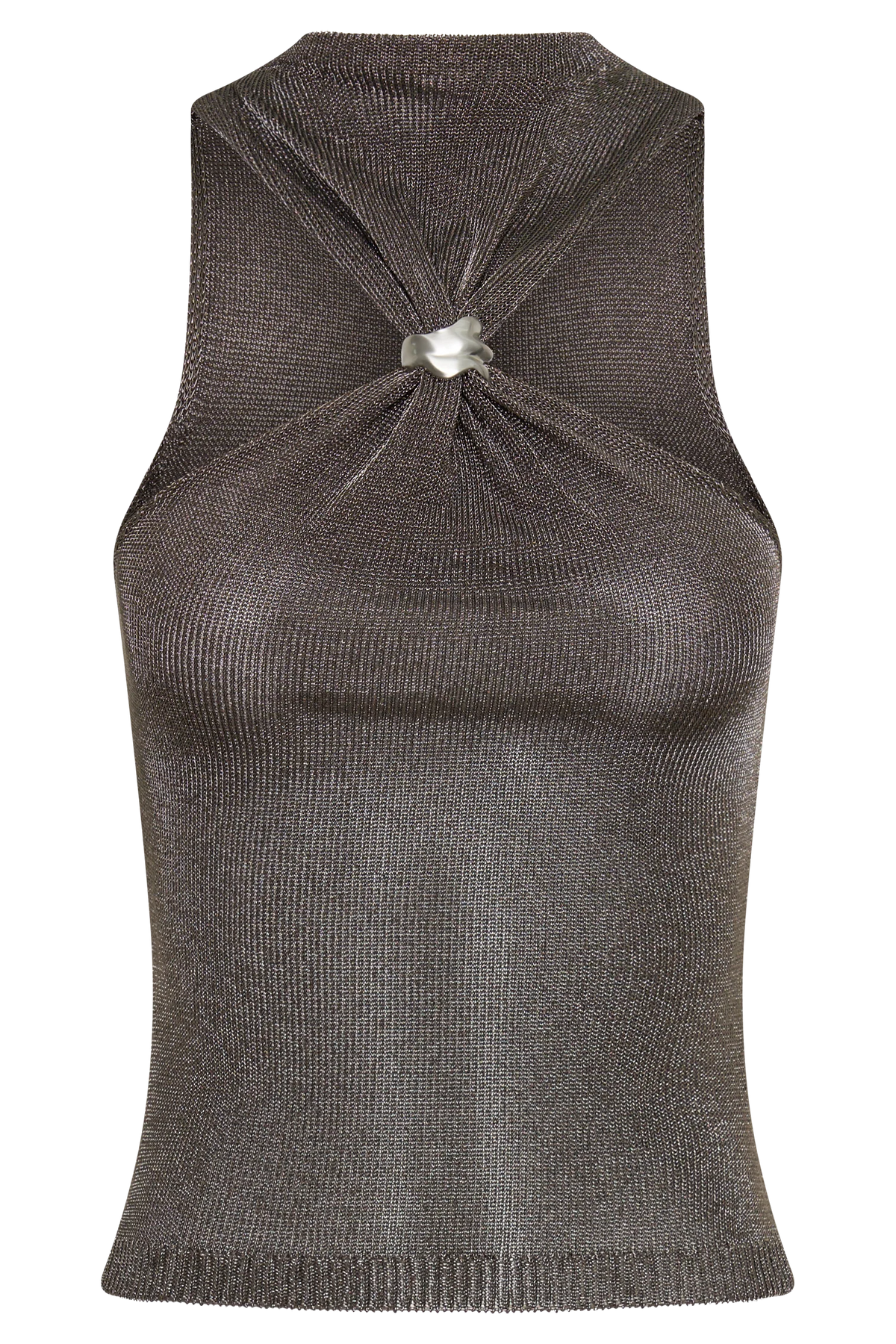 Nikki Lurex Top With Hardware Gunmetal