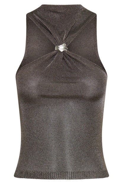 Nikki Lurex Top With Hardware Gunmetal