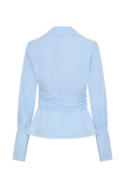 Eugenia Wrap Cotton Shirt Blue