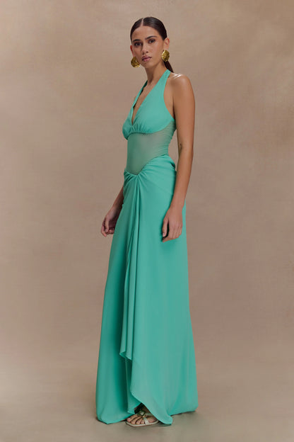 Jonna Chiffon And Mesh Maxi Dress Lagoon