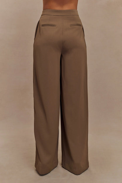 Faith Suiting Wide Leg Pant Cacao Brown