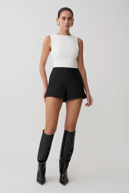 Kyra Open Back Scuba Crepe Top White