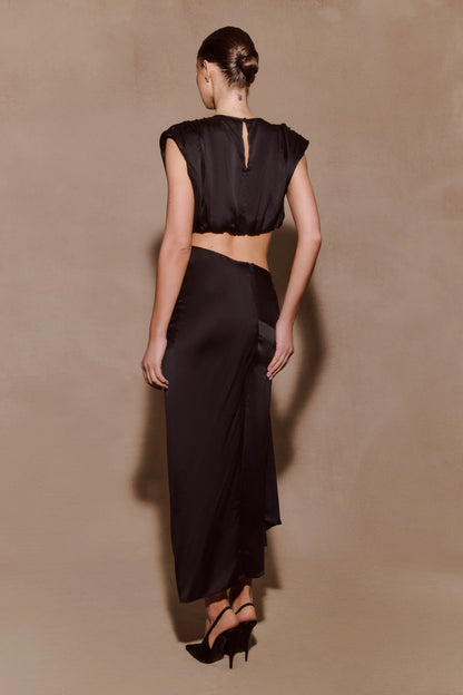 Zendaya Silk Midi Skirt Black