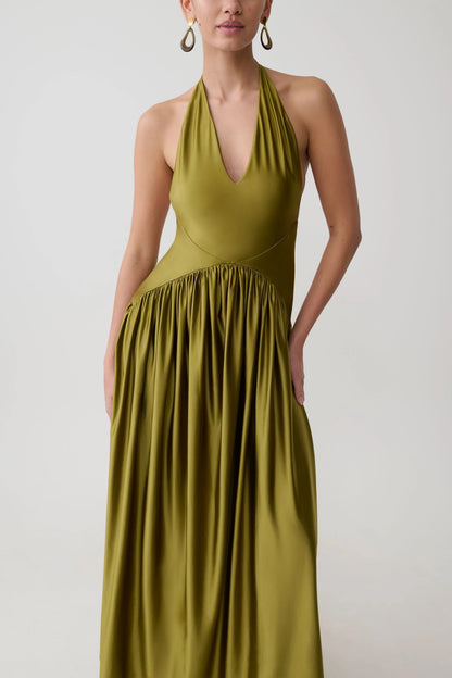 Cypress Halter Maxi Dress Olive