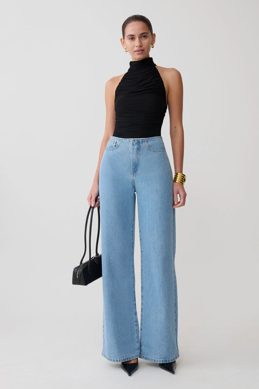 Matilda Ruched Mesh Bodysuit Black