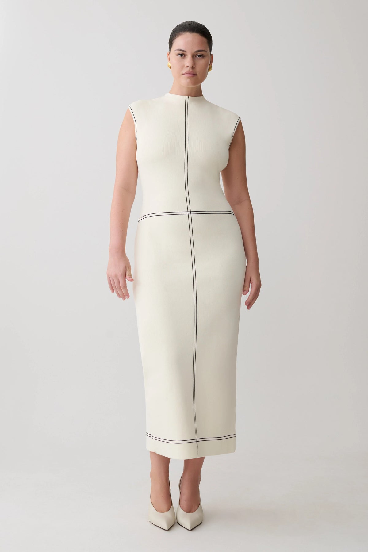 Malone Bandage Knit Midi Dress Ivory