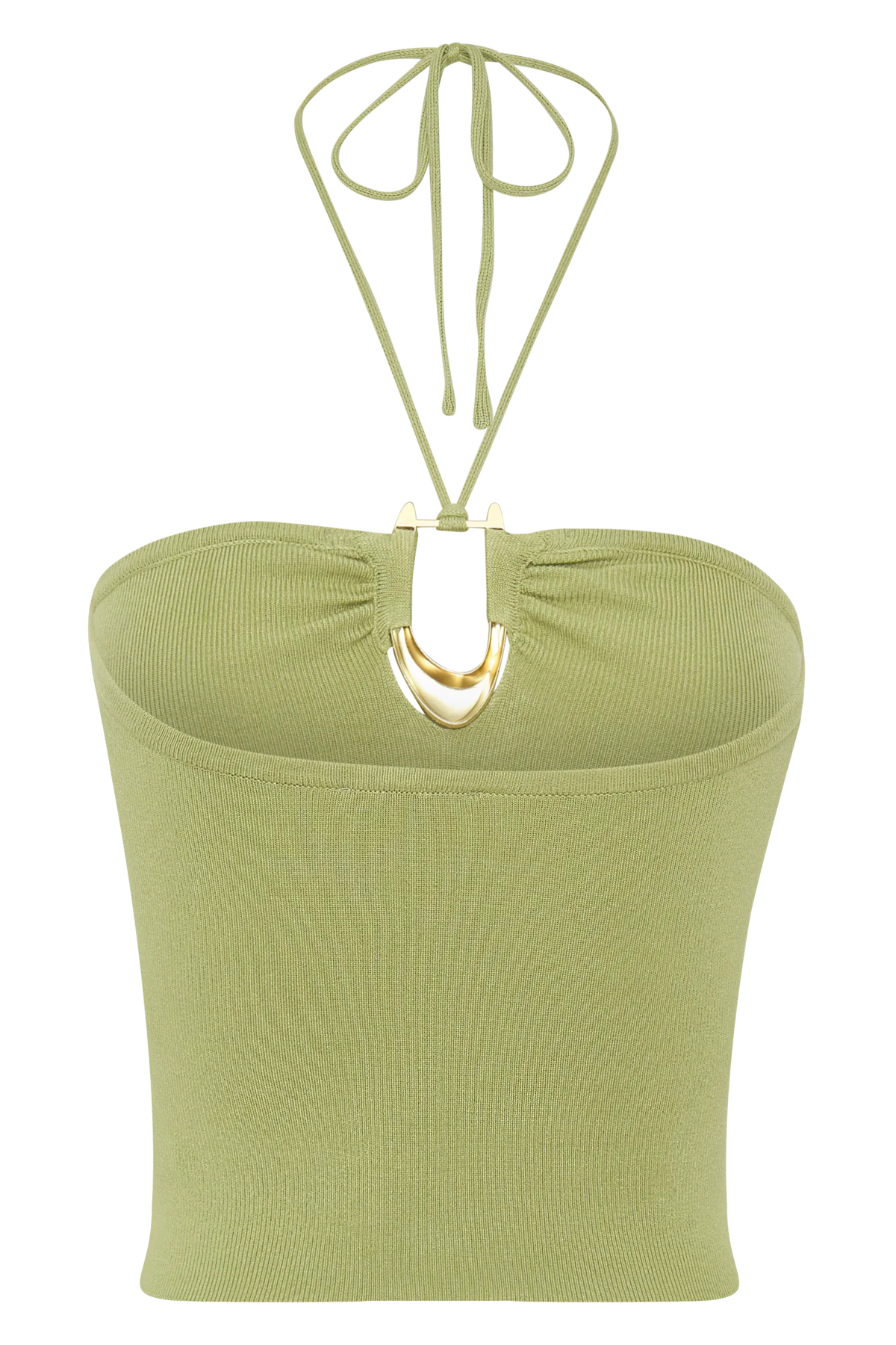 Dimitri Knit Halter Top With Hardware Light Olive