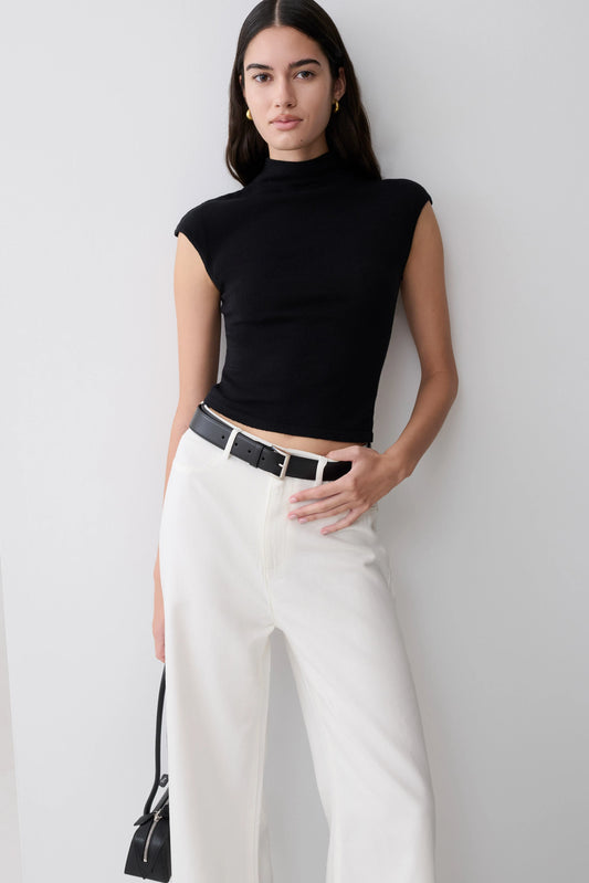 Sonny Short Sleeve Knit Top Black