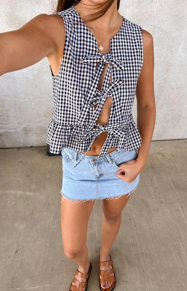 Baxter Black Gingham Top