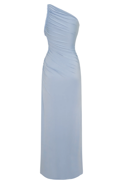 Ryn Twisted One Shoulder Maxi Dress Sky Blue