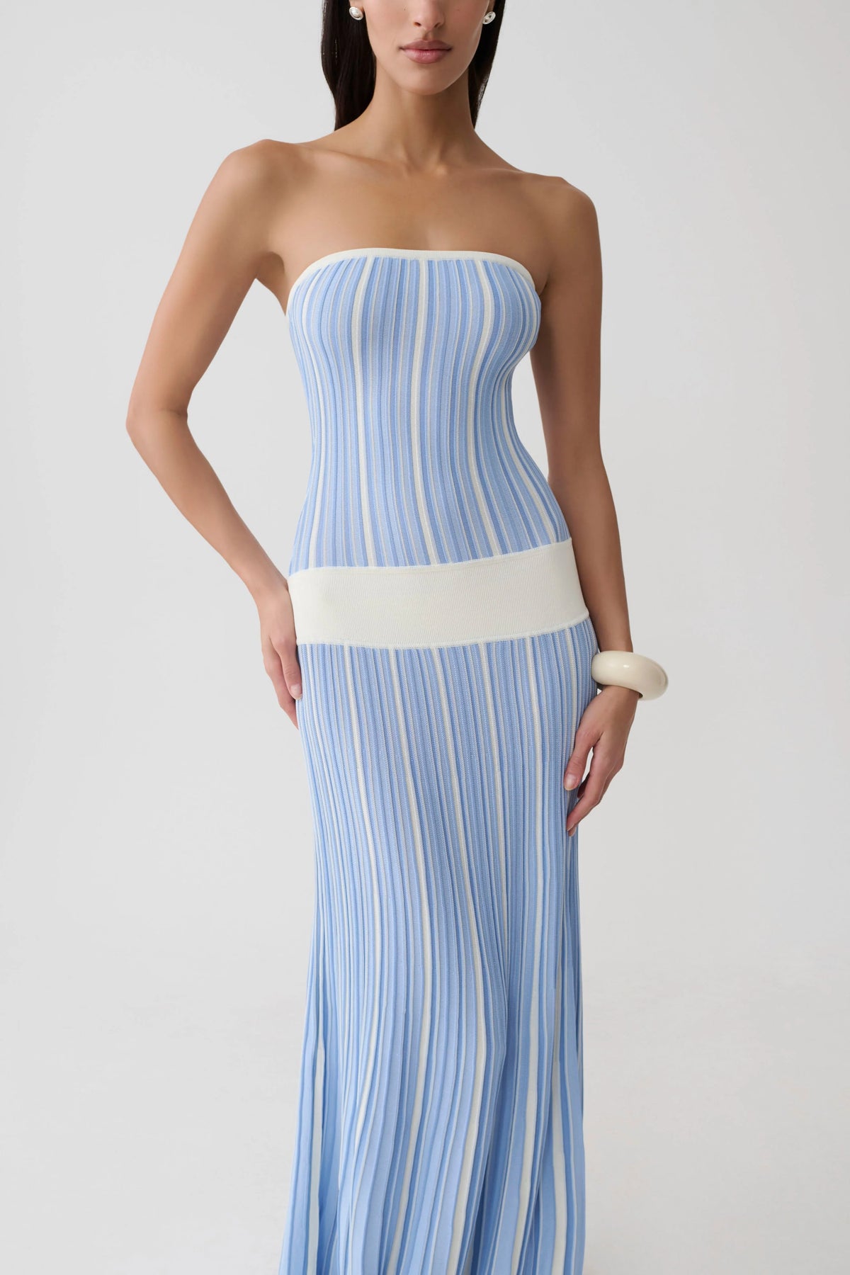 Joyce Stripe Maxi Knit Dress Blue