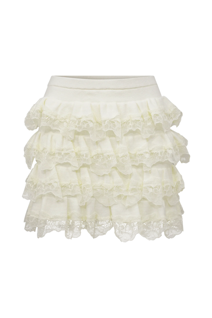 Margaret Lace Ruffle Mini Skort Cream