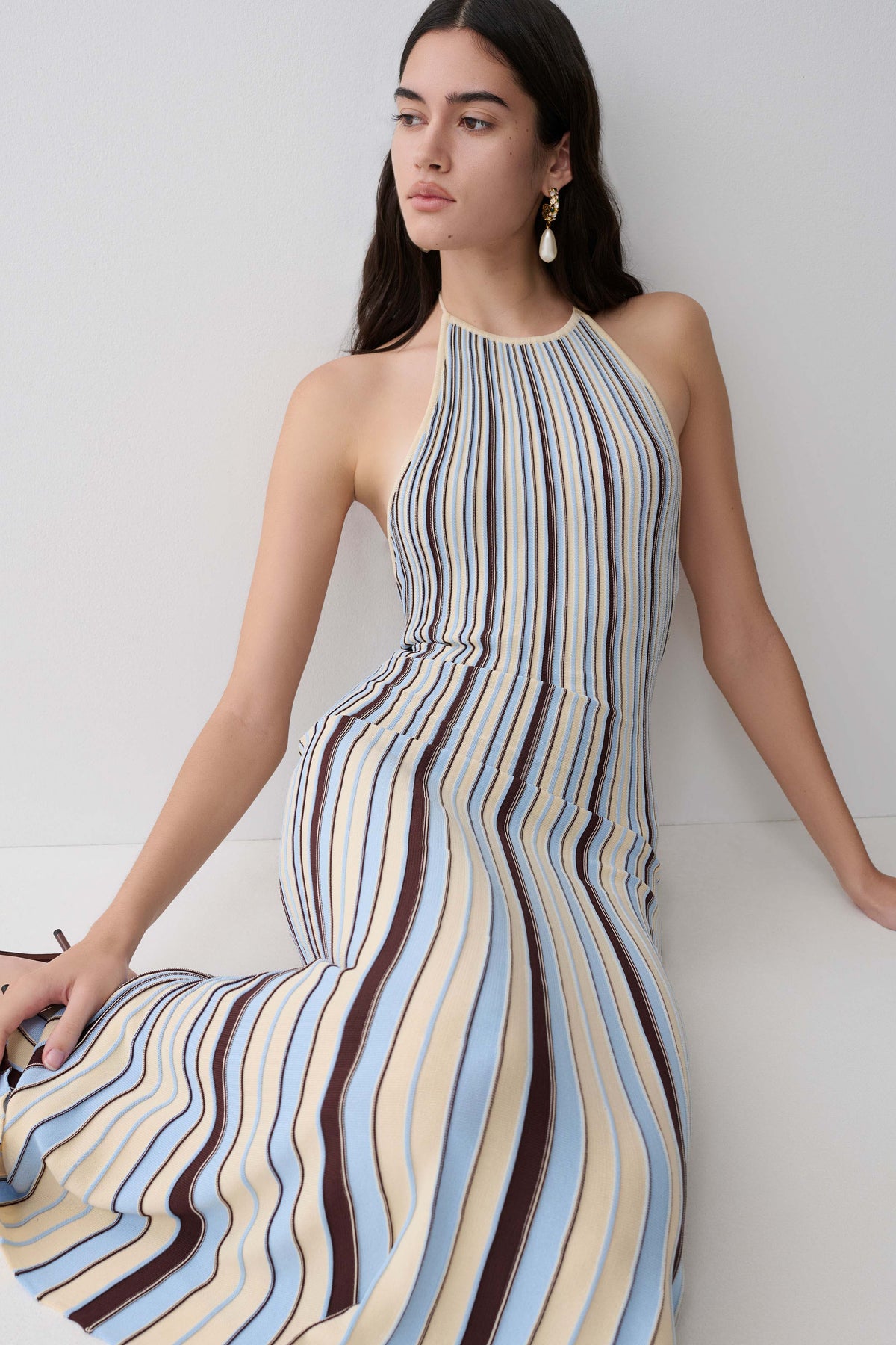 Dalani Halterneck Knit Midi Dress Blue Chocolate