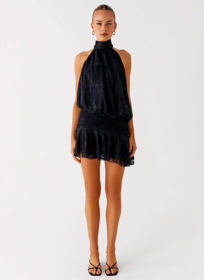 Willow Lace Mini Dress Black Lace
