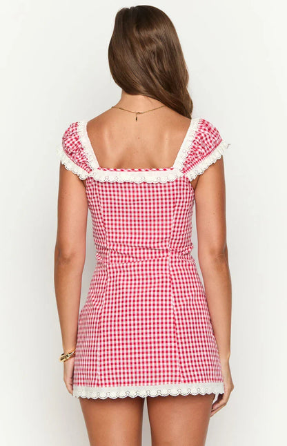 Jolie Red Short Sleeve Mini Dress