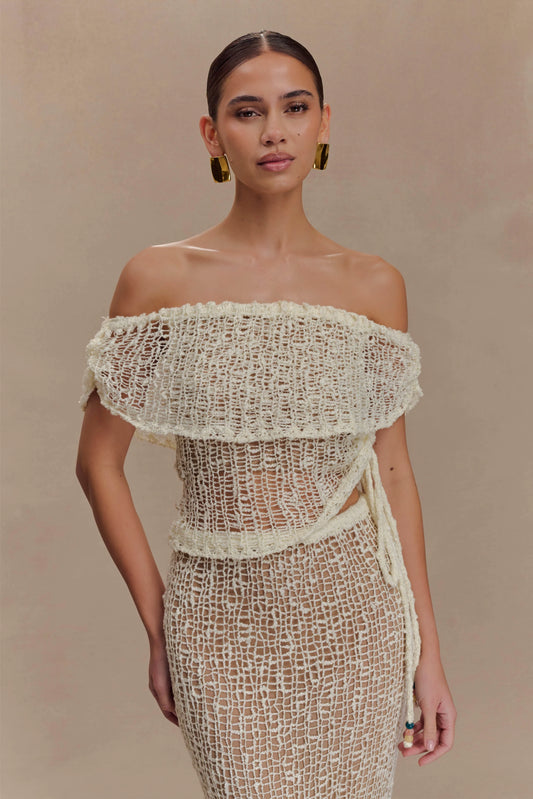 Cordelia Off Shoulder Knit Top Ivory