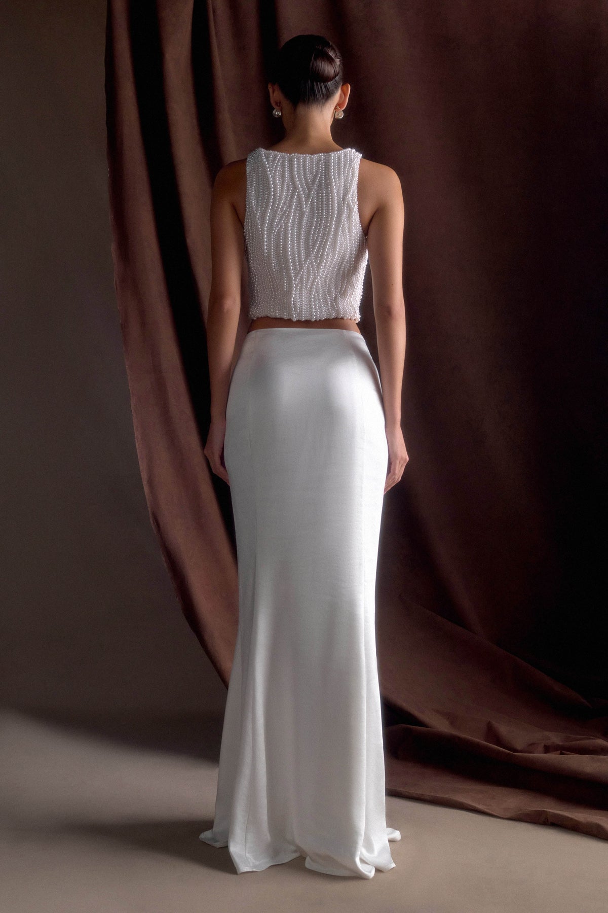 Kathia Pearl Hand Beaded Top White