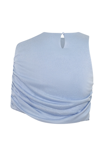 Adrienne One Shoulder Lurex Top Pastel Blue