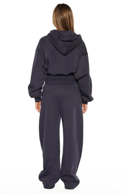 Dora Navy Barrel Leg Track Pants