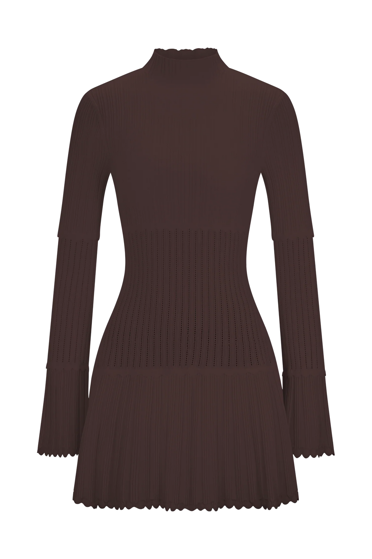 Adena Pointelle Knit Mini Dress Chocolate