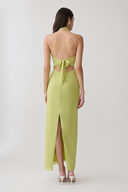 Valentina Chiffon Halter Maxi Dress Pistachio