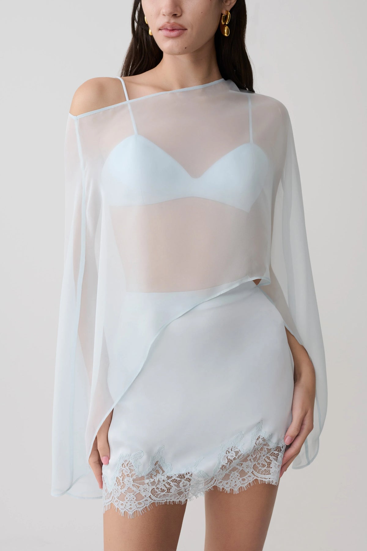 Kirstine Bralette With Chiffon Cape Ice Blue