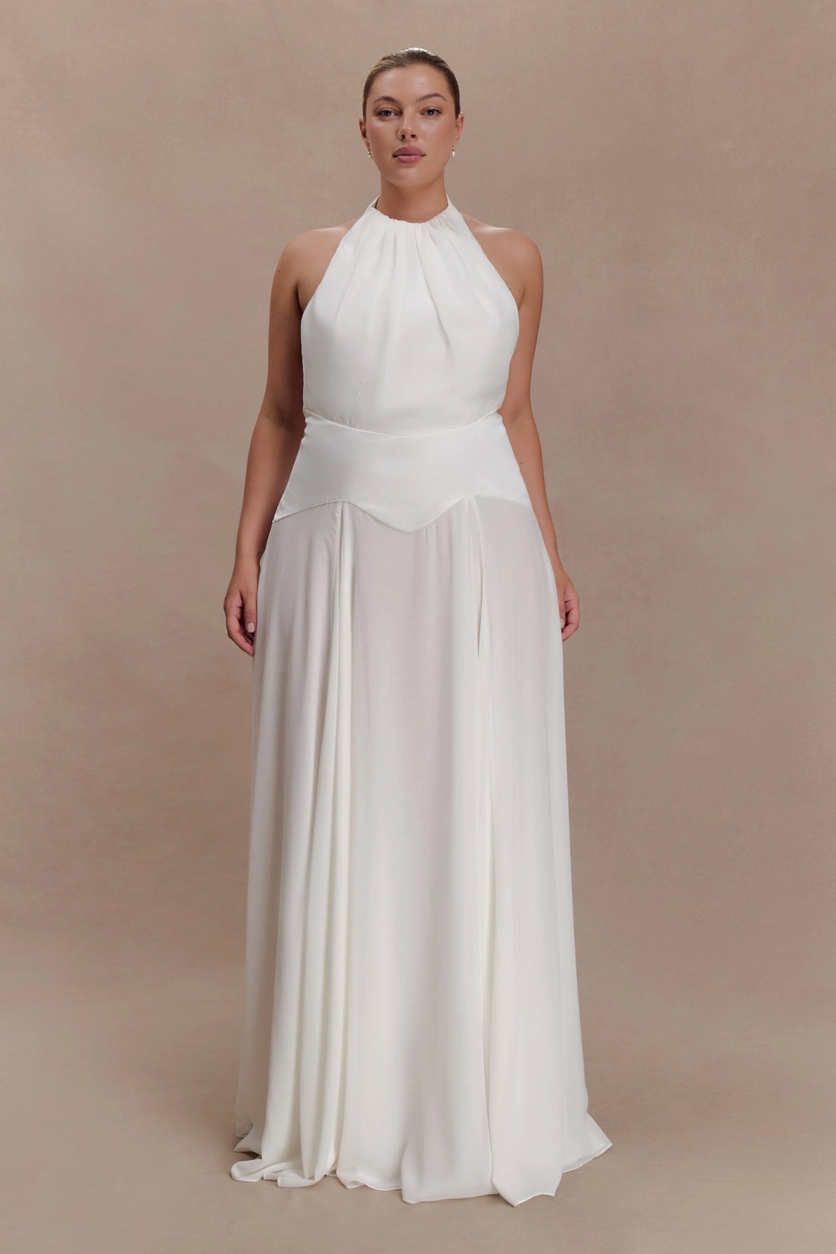 Susan Chiffon Halter Maxi Dress Ivory