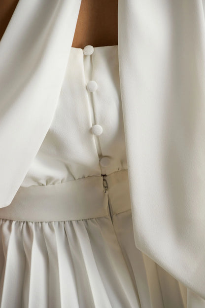 Paradise White Cape Sleeve Jumpsuit