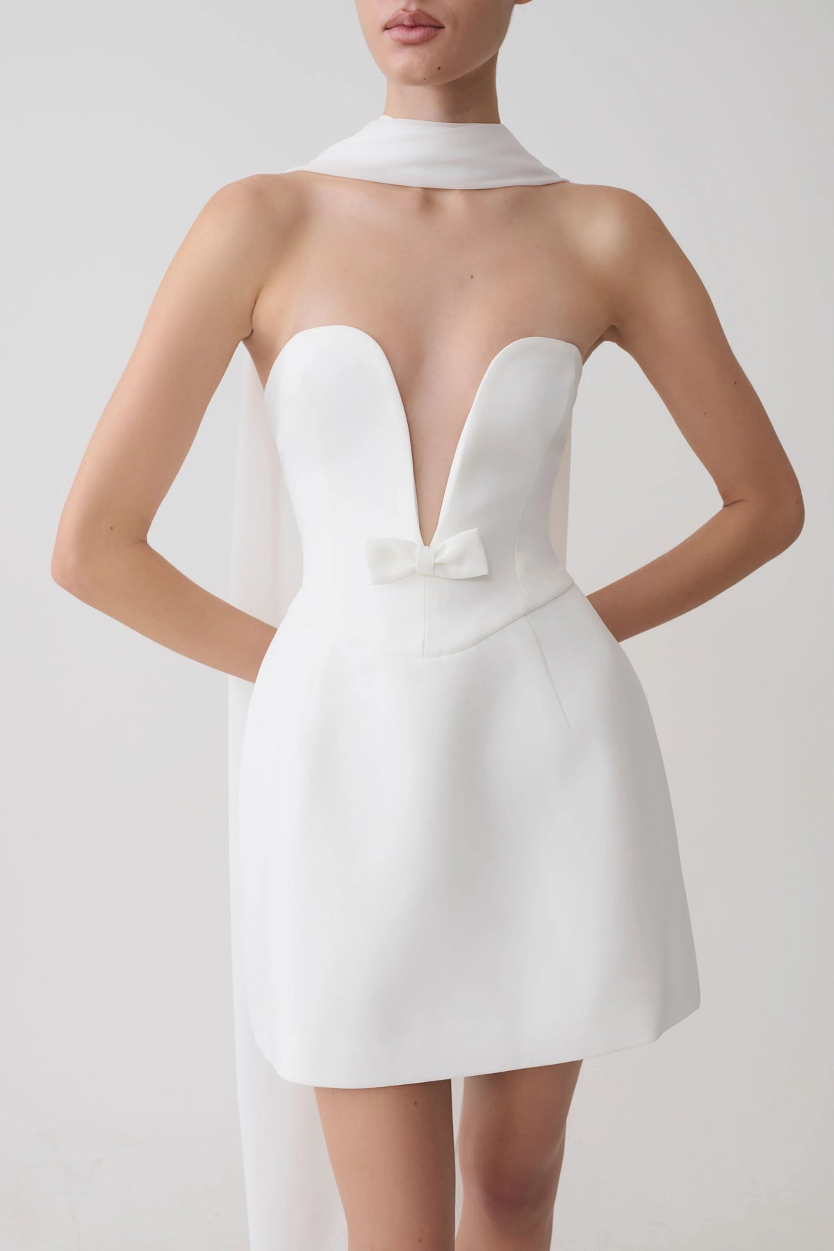 Orellia Strapless Suiting Mini Dress Ivory
