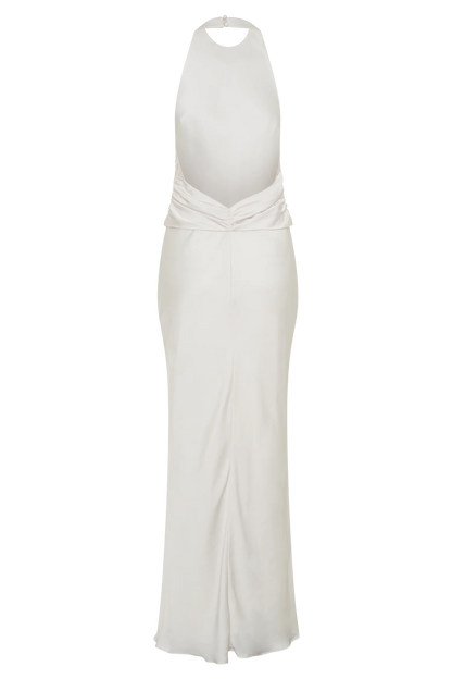 Rinna Satin Halter Maxi Dress Ivory