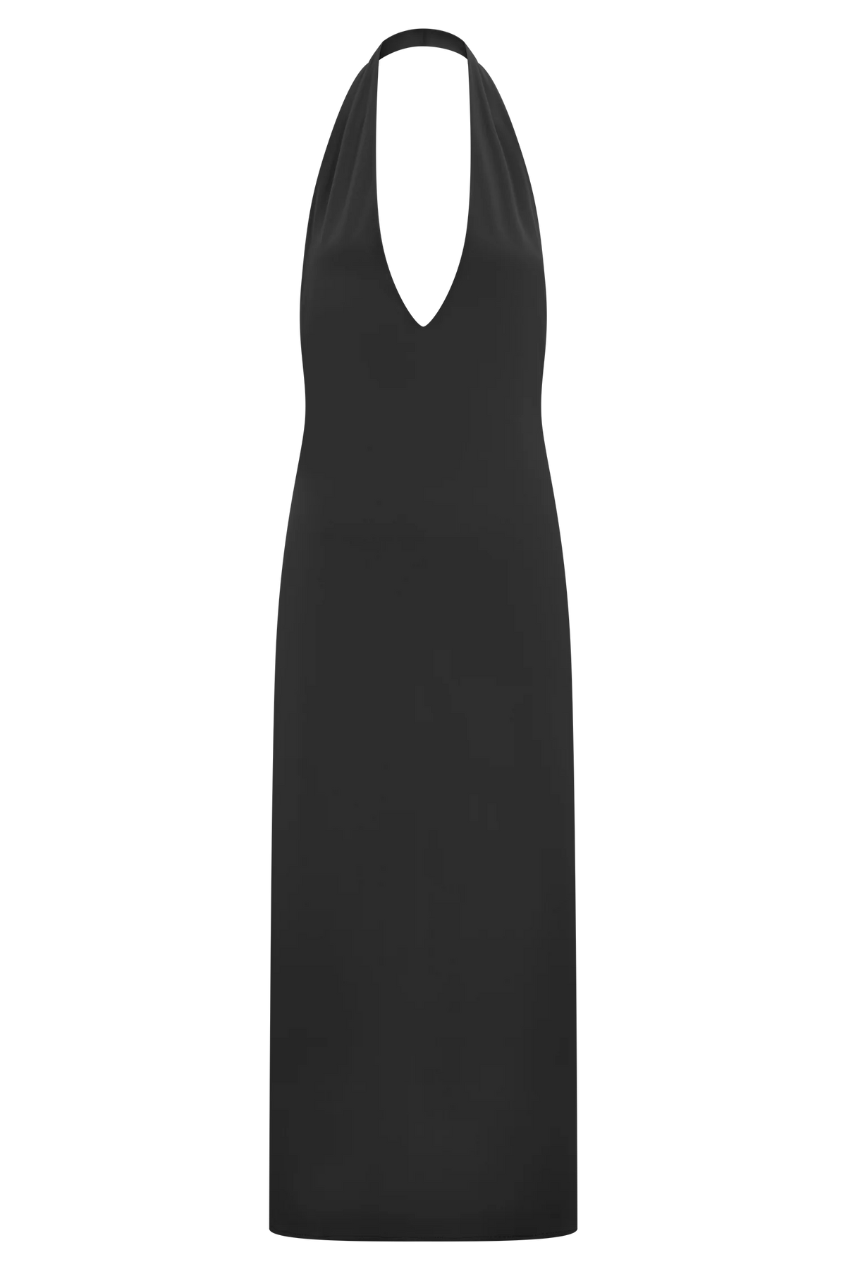 Genie Slinky Halter Midi Dress Black