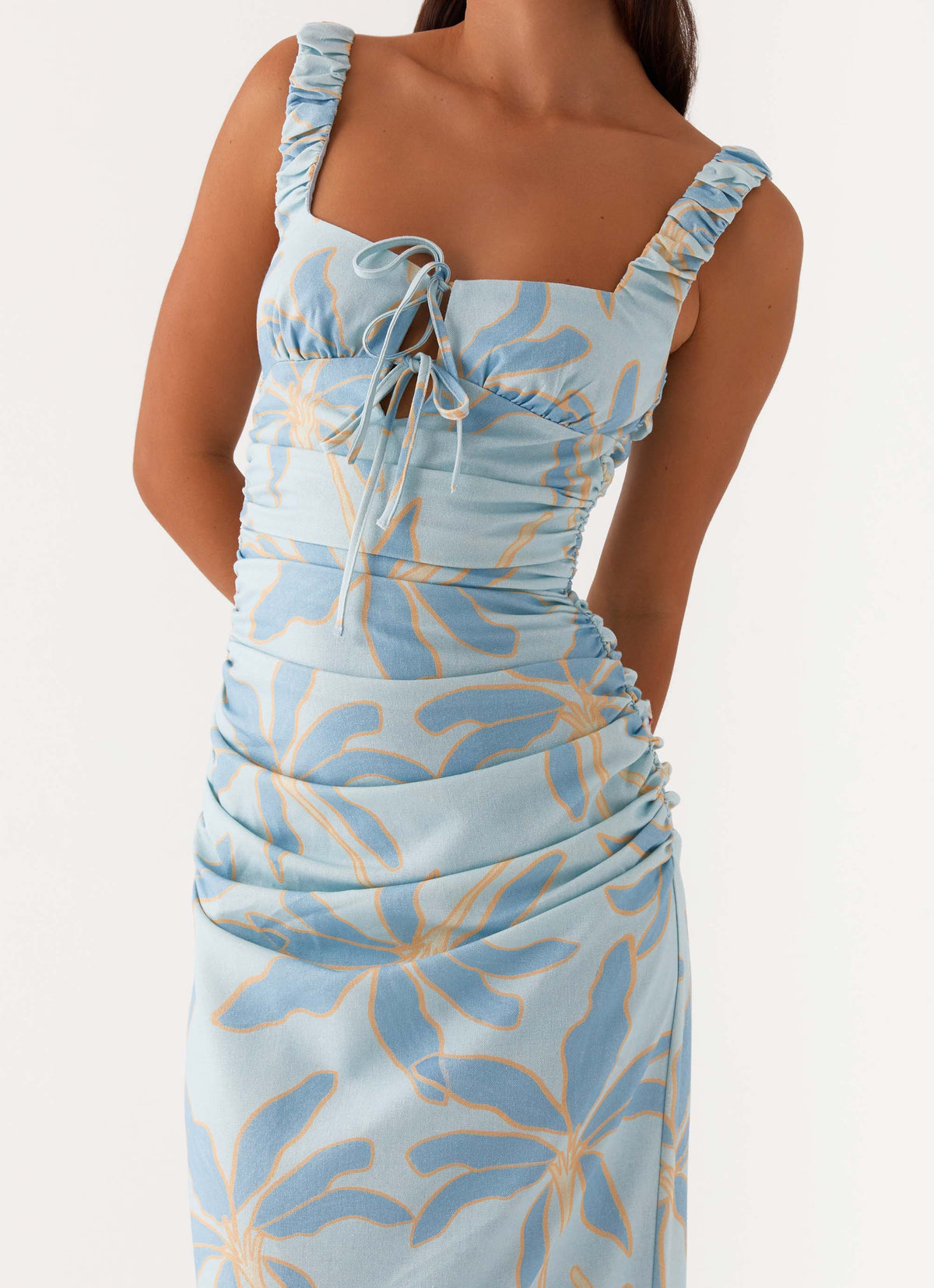 Cosmic Love Ruched Maxi Dress Opulent Blue