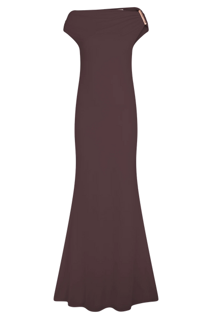 Kinsley Slinky Maxi Dress With Hardware Chocolate
