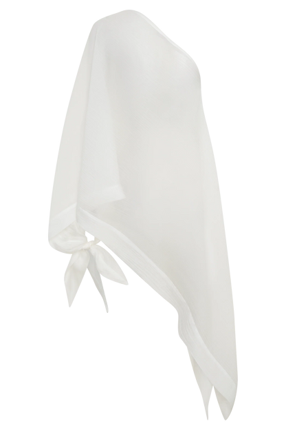 Leilani Sheer Draped Asymmetric Top Ivory