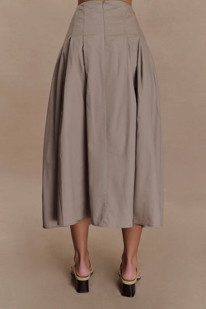 Mae A Line Midi Skirt Pebble Brown