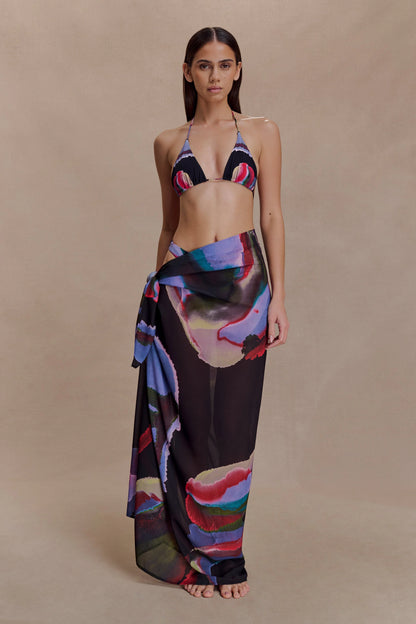 Evie Chiffon Sarong Multi Fluid Reverie Print
