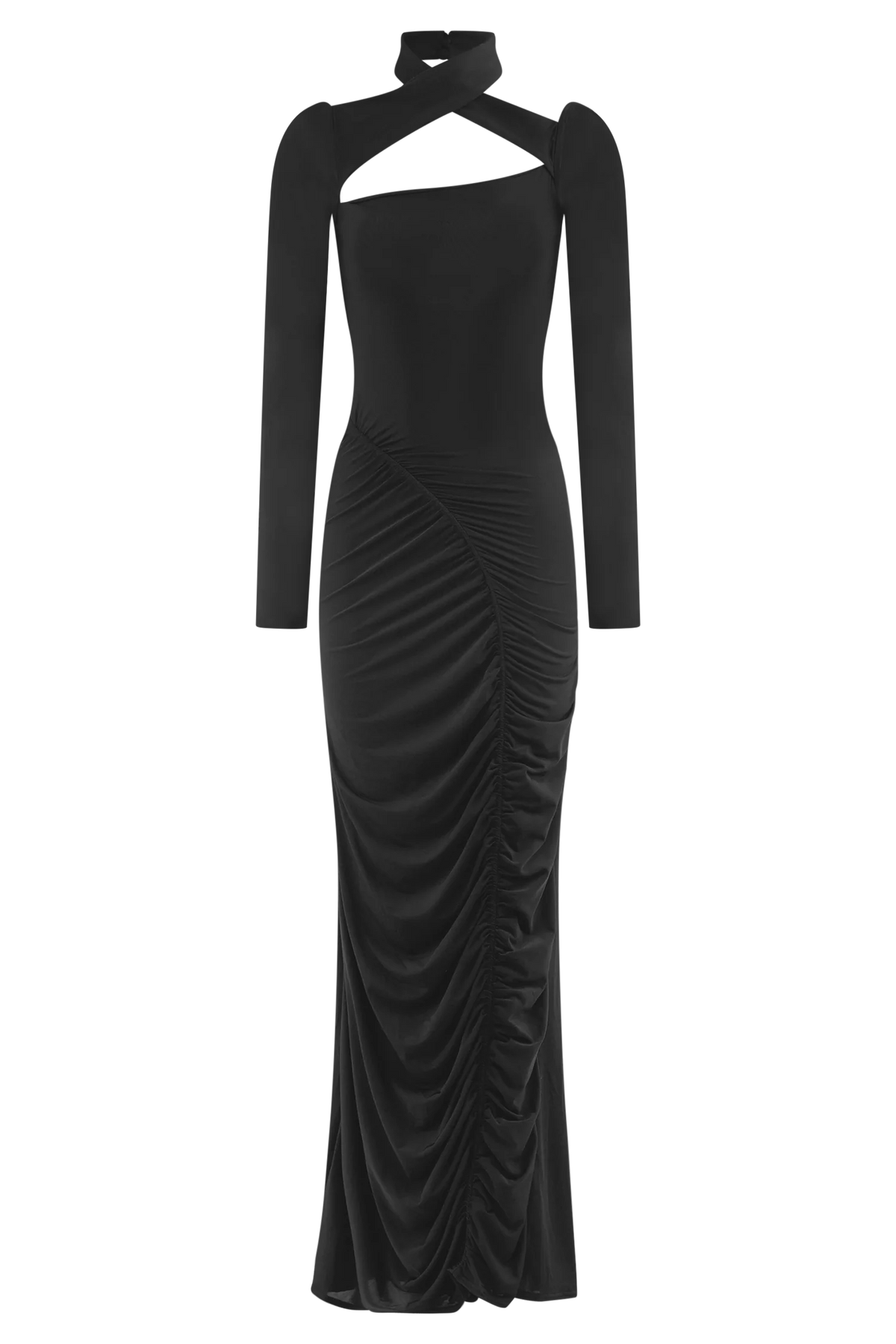 Lyndon Long Sleeve Slinky Maxi Dress Black