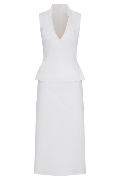 Yanina Cotton Halter Midi Dress White