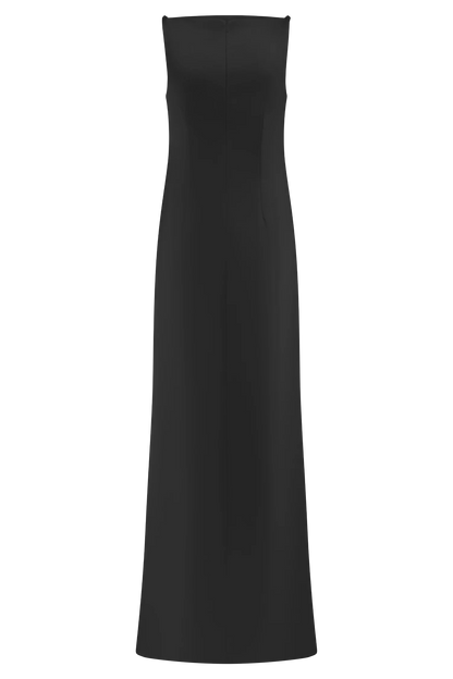 Violet Sleeveless Satin Maxi Dress Black