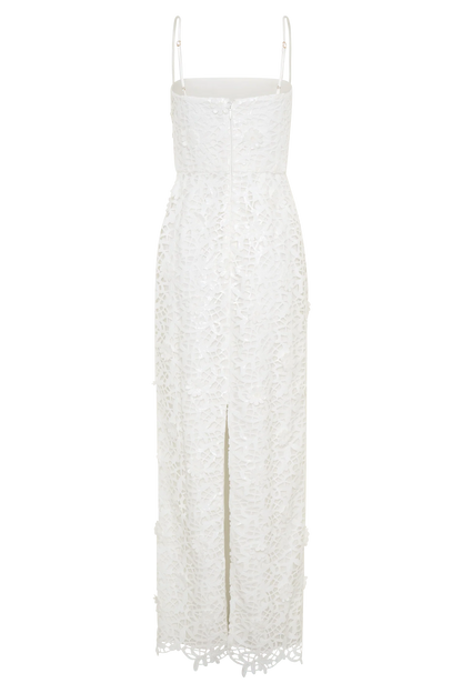 Josefa Sequin Lace Maxi Dress White