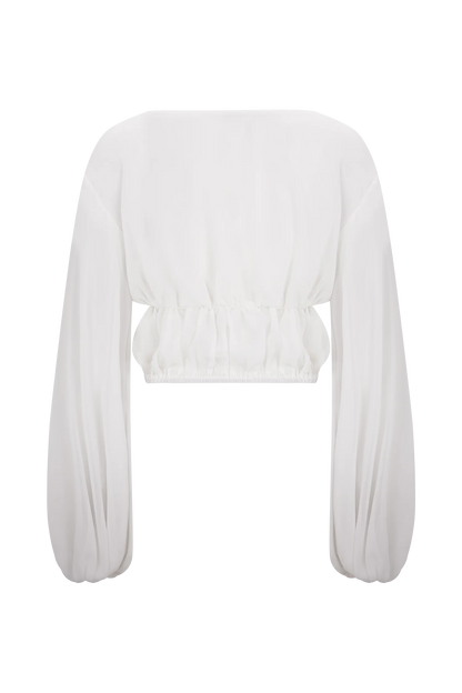 Carlie Chiffon Cross Tie Top Ivory