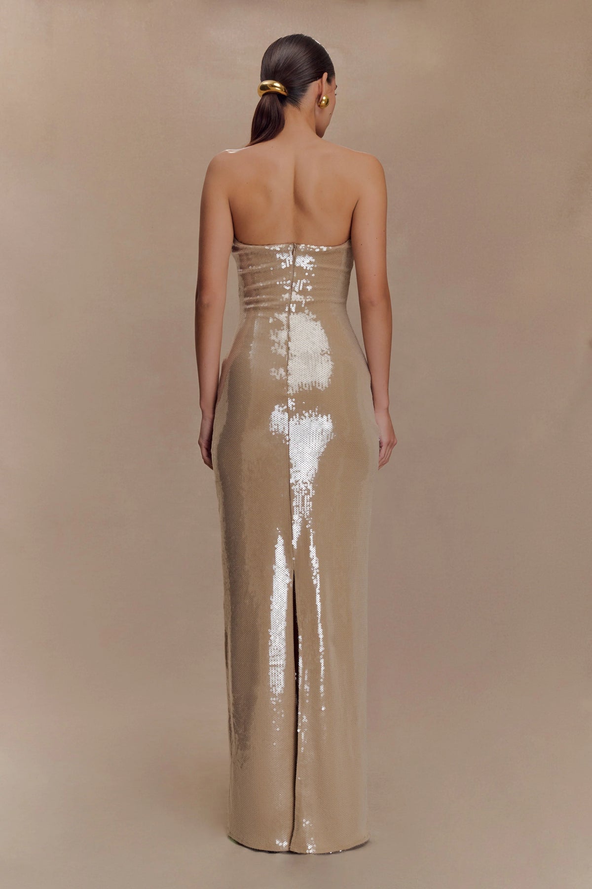 Winston Strapless Sequin Maxi Dress Taupe