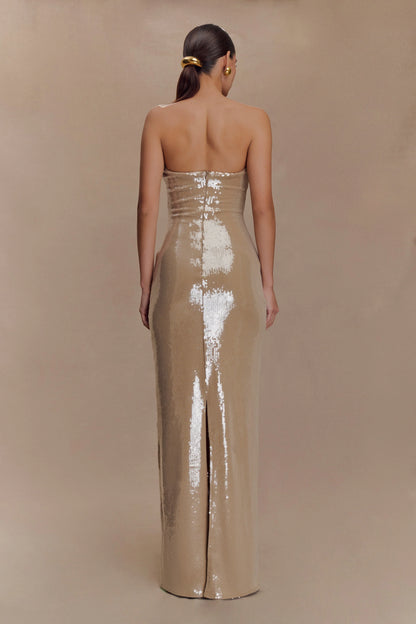 Winston Strapless Sequin Maxi Dress Taupe