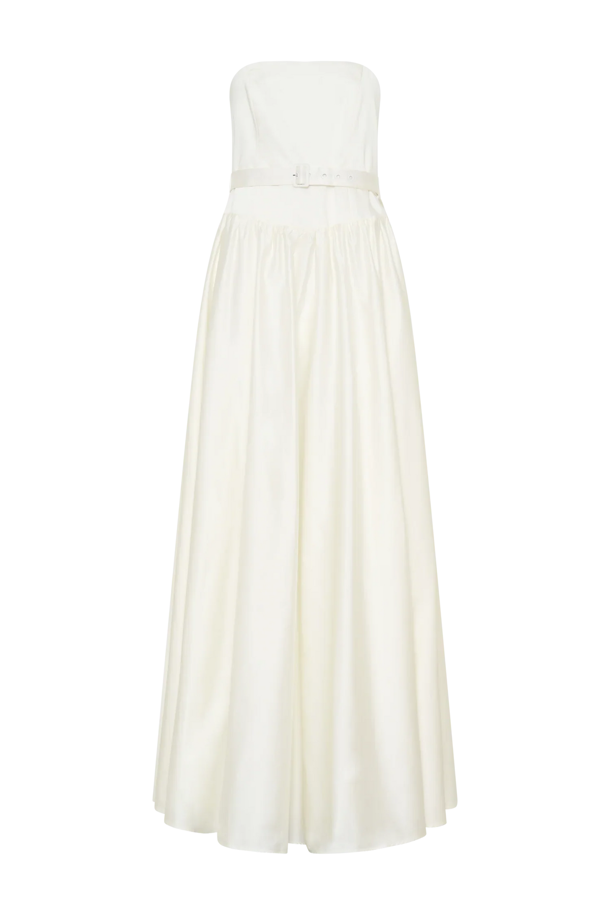 Florence Strapless Belted Maxi Dress White