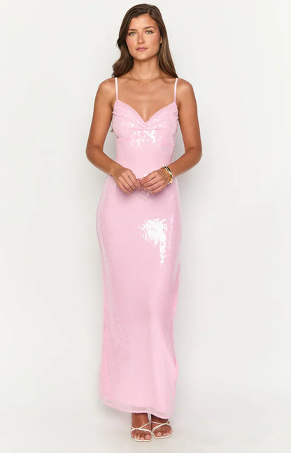 Honey Pink Sequin Maxi Dress