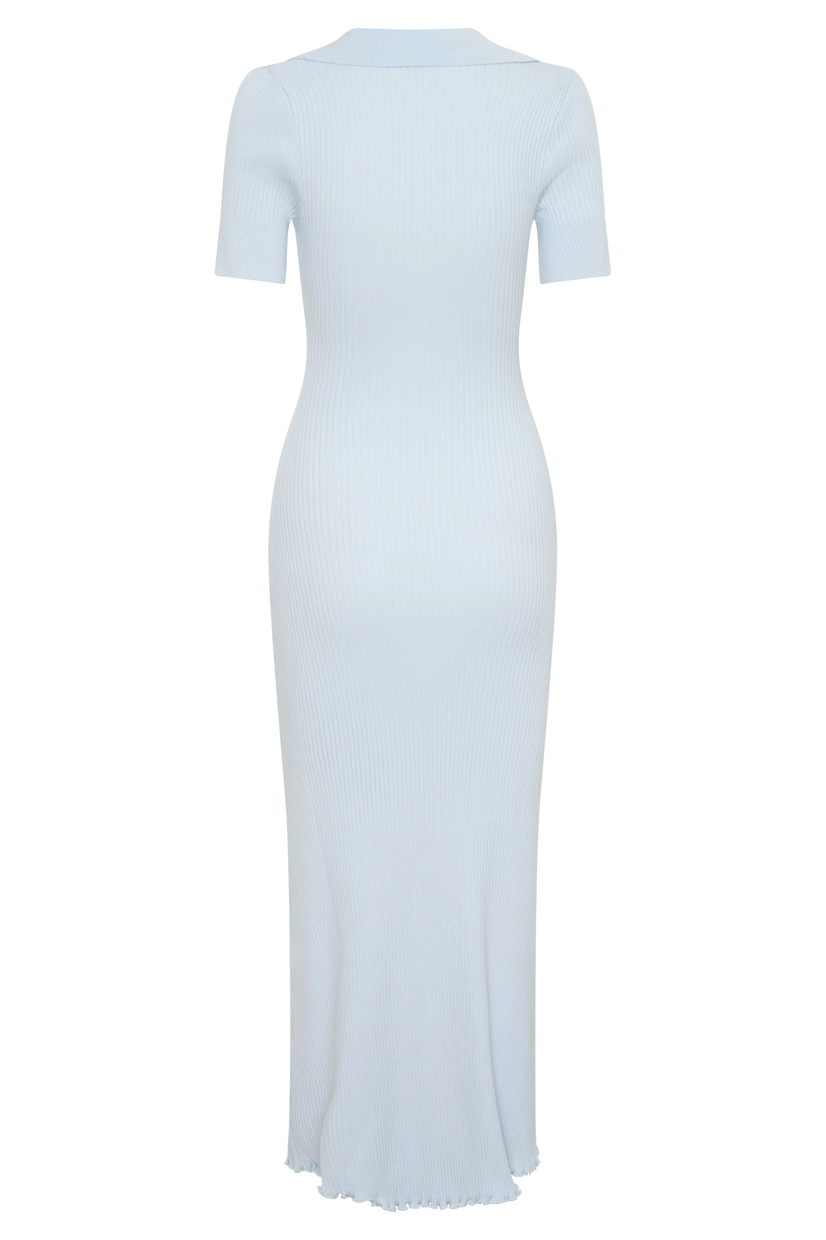 Nichelle Short Sleeve Collared Knit Midi Dress Light Blue
